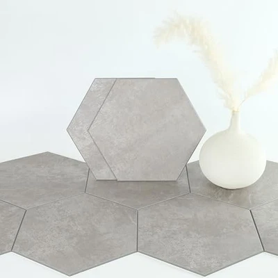 W&S-Sheet Peel and Stick Floor Tile, Matte Hexagonal 8.9×7.7inch 24 Warm Grey - Image 1 of 4