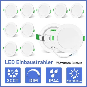 Faretto LED da incasso 8W 10W CCT faretti da soffitto luce da incasso piatto rotondo lampade IP44 - Foto 1 di 22