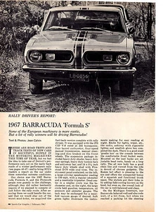 1967 PLYMOUTH BARRACUDA 'FORMULA S' ~ ORIGINAL 2-PAGE ARTICLE / AD - Picture 1 of 1