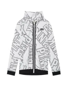Victoria's Secret Pink Anorak Full Zip Windbreaker Jacket White Logo XS/S NWT - Picture 1 of 4