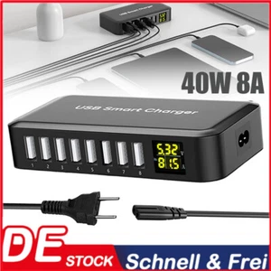 40W Mehrfach Ladegerät 8-Port USB Ladestation für iPhone iPad Samsung Handy 8A - Bild 1 von 17