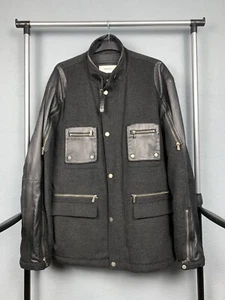 Versace Collection Mens Wool + Leather Coat Jacket Size XL - Picture 1 of 10