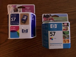 Lot of 2 Genuine HP 57 Ink Cartridges Tri-Color Sealed In Boxes - Picture 1 of 2