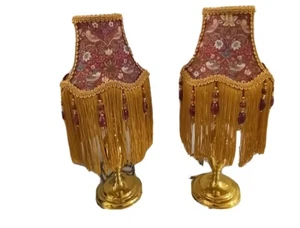 UNIQUE PAIR OF  HAND CRAFTED CLIP ON LAMPSHADES  WILLIAM MORRIS STRAWBERRY THIEF - Picture 1 of 1