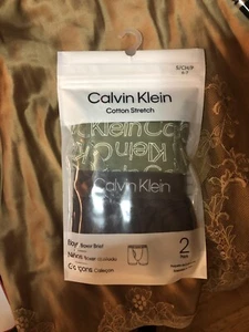Calvin Klein Boys Black/Olive Green 2 Pack Boxer Briefs Size 6-7 cotton - Picture 1 of 2