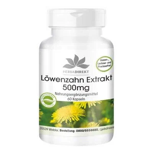 Löwenzahn-Wurzel Extrakt 500 mg - 60 Kapseln 10-fach konzentriert | herba direkt - Bild 1 von 12