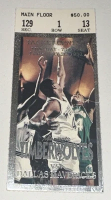 Dallas Maverick Minnesota Timberwolves NBA Target Center Ticket Stub 2/26/1991  - Image 1 of 2