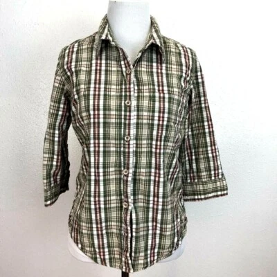 Xhilaration Womens Button Down Shirt Multicolor Plaid Long Sleeve 100% Cotton S - Image 1 of 4