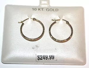 10K Gold Medium Hoops Hoop Earrings 20mm - Picture 1 of 3