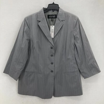 Linda Allard Ellen Tracy Blazer Jacket Women's Plus 20 Gray Striped Stretch $315 - Image 1 of 4