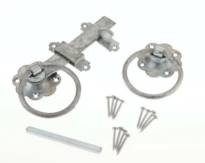 Ring Gate Latch Cottage Door Catch Set +Screws 150mm 6in PLAIN RING Galvanised - Picture 1 of 10