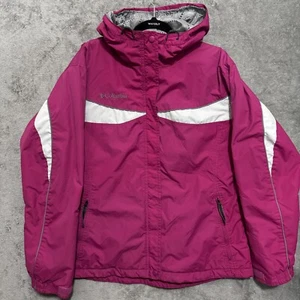 COLUMBIA Women’s Nylon Rain Jacket Size XL Magenta Hooded - Picture 1 of 10