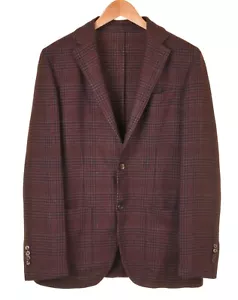 LBM 1911 Harry Rosen Brick Red & Brown Houndstooth Unlined Blazer Coat Jacket 36 - Picture 1 of 10