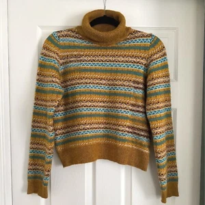 Maeve Anthropologie Fair Isle Turtleneck Sweater Women's M Pullover Colorful - Bild 1 von 9
