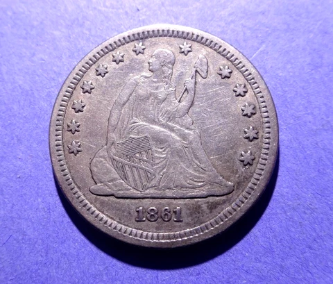 1861 Seated Liberty Quarter XF Cover
