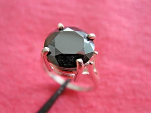 5.02ct NATURAL REAL BLACK DIAMOND RING,FREE DIAMOND TESTER,CERTIFICATE, SIZE 10 - Picture 1 of 11
