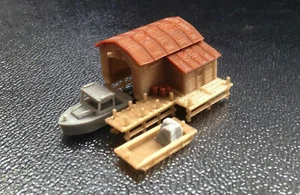 Z Maßstab 1:220 Dock mit Dock und kleinem Boot 3D-Druckmodell - Bild 1 von 1