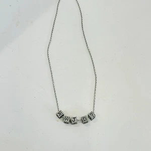 Vintage 90's WWJD? Silver Color Blocks Necklace with 17" Chain - Picture 1 of 3