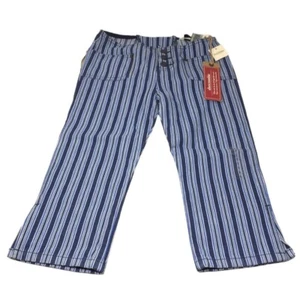 Abercrombie Girls Size 7 Striped Blue Super Low Rise Capri Pants New with Tags - Picture 1 of 10