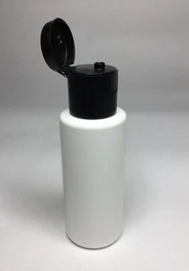 50ml PET Plastic White Cylindrical Bottles & Black Flip Top Cap *ANY AMOUNT* - Picture 1 of 3