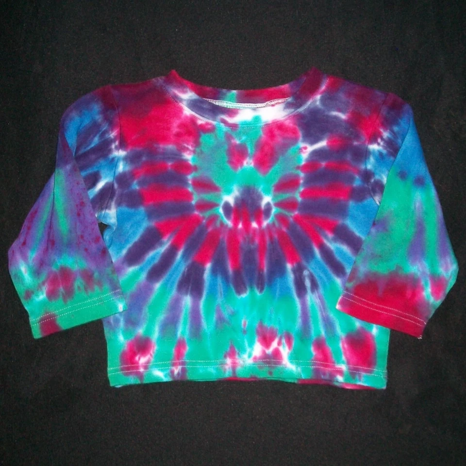 Organic Tie Dye Baby Long Sleeve T-Shirt 18 month Tropical Tye Dyed Toddler - Image 1 of 1