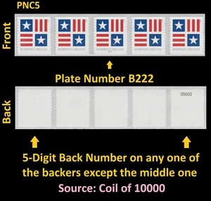 US 5756A Patriotic Block Nonprofit Org 5c PNC5 B222 5d back # MNH 2023 - Picture 1 of 2