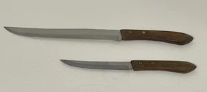 Ekco Flint Arrowhead Vanadium Set of 2 Kitchen Steak Knives Wood Handle - Picture 1 of 20
