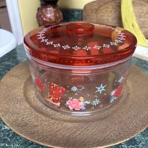 Pioneer Woman Red Boot Floral Christmas Cookie Treat Container Acrylic Round - Picture 1 of 8
