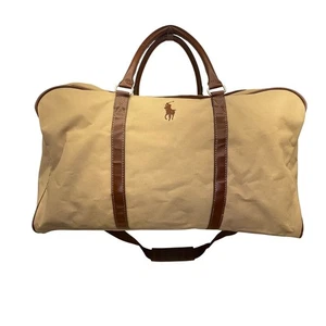 Ralph Lauren Mens Beige & Brown Canvas With Shoulder Strap Travel Duffle Bag - Bild 1 von 11