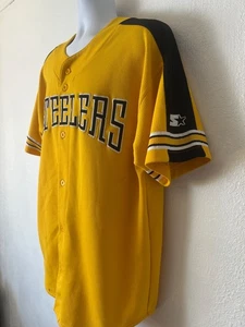 Vintage 90’s Starter Pittsburgh Steelers Baseball Style Jersey Sz XL Stitched - Picture 1 of 12
