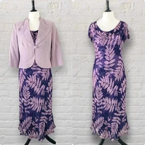 Country Casuals Purple Silk Dress Jacket UK 12 Mother Of The Bride Groom Outfit - Picture 1 of 15