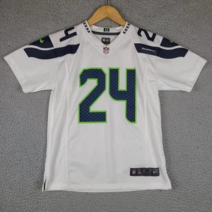 Seattle Seahawks Marshawn Lynch #24 Youth Medium NFL White Nike Jersey Away - Picture 1 of 7