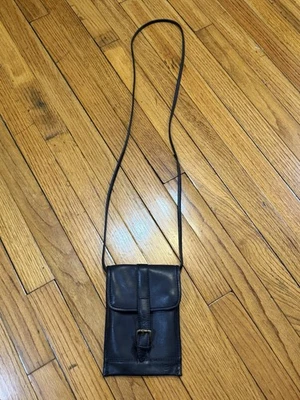 Bolsa de cintura Ellington couro azul marinho tiracolo vintage - Imagem 1 de 4