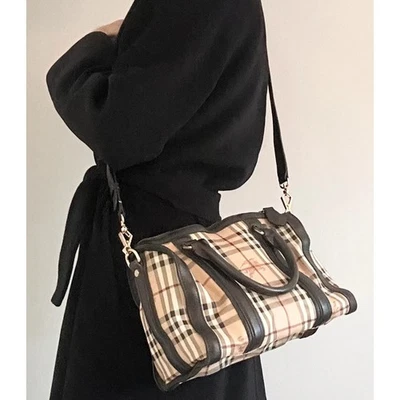 Vintage Burberry Haymarket Check Bowling Bag - Authentic - Crossbody - Image 1 of 4