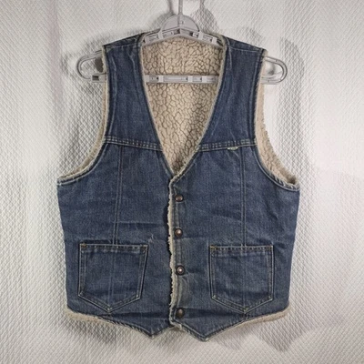 Nelson Unisex Blue Denim Vest Sherpa Lined Size Large  - Image 1 of 4