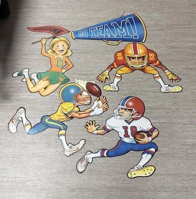 Vintage 1983 The Beistle Co 5 Football Party Decorations 2x Sided Matte Gloss - Image 1 of 4