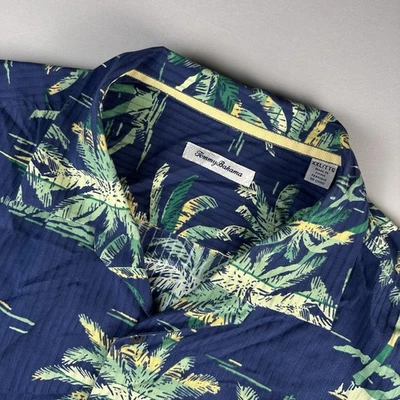 TOMMY BAHAMA Shirt Mens XXL 2XL Blue Silk Beach Aloha Hawaiian Camp Floral AOP - Image 1 of 4