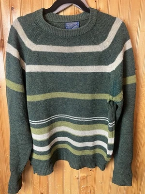 VTG Pendleton 100% Shetland Wool Sweater Men’s Pullover Green Stripe - Image 1 of 4