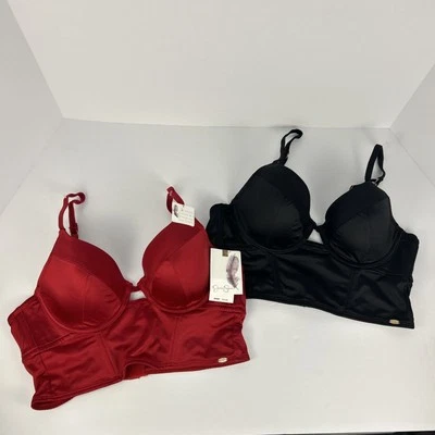Jessica Simpson 2-Pack корсет бюстгальтер черный и красный размер 36B - новый с ярлыками - Изображение 1 из 4
