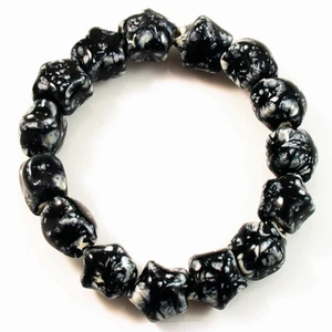 Mode PORZELLAN ARMBAND Handarbeit verstellbar natürlich schwarz Armreif 1" Perle NEU - Bild 1 von 3