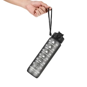 BPA Free1L/32oz Water Bottle with Straw Sport Water Bottle Motivational Drinking - Picture 1 of 8