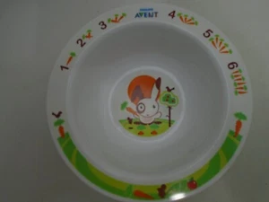 Philips Avent Toddler Bowl Bunny carrot numbers BPA Free HTF Discontinued Design - Picture 1 of 5