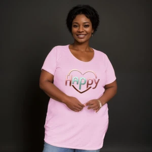 Geripptes langes T-Shirt mit "Happy Heart" Logo - Bild 1 von 12