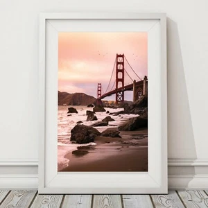 Golden Gate Bridge Wall Art Decor | Golden Gate Sunset Photography Print - Picture 1 of 9