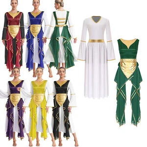 UK Women Liturgical Praise White Maxi Dress With Cover Up Costume Church Worship - Picture 1 of 87