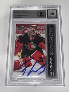 Filip Gustavsson Signed YOUNG GUNS Upper Deck UD Card Slabbed Beckett BAS c - Picture 1 of 2