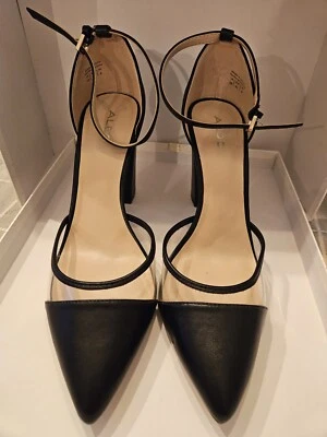 Aldo talla 10 Mujer Negro Transparente Cuero Grueso Tacón Alto Bomba Boda Baile de graduación Foto 1 de 4