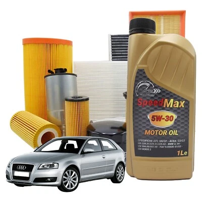 MISTI Kit Tagliando Olio Speed Max 5w30 5lt + 4 Filtri Audi A3 (8p1) 2.0 Tdi