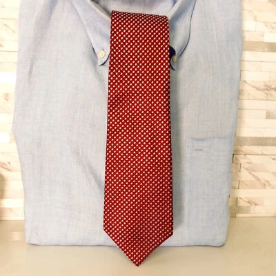 Gravata de pescoço texturizada masculina vermelha geoblock tecido seda preppy STAFFORD cultura sob medida - Imagem 1 de 4