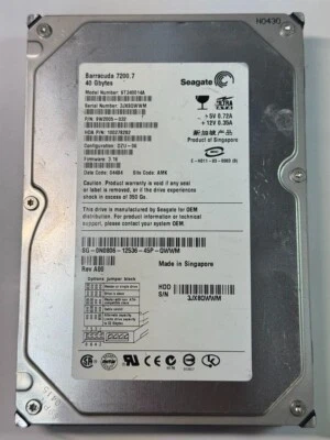 Seagate 9W2005-032 ST340014A 40GB 7.2K RPM FW 3.16 DC 04484 ATA-100 3.5" HDD - Image 1 of 4